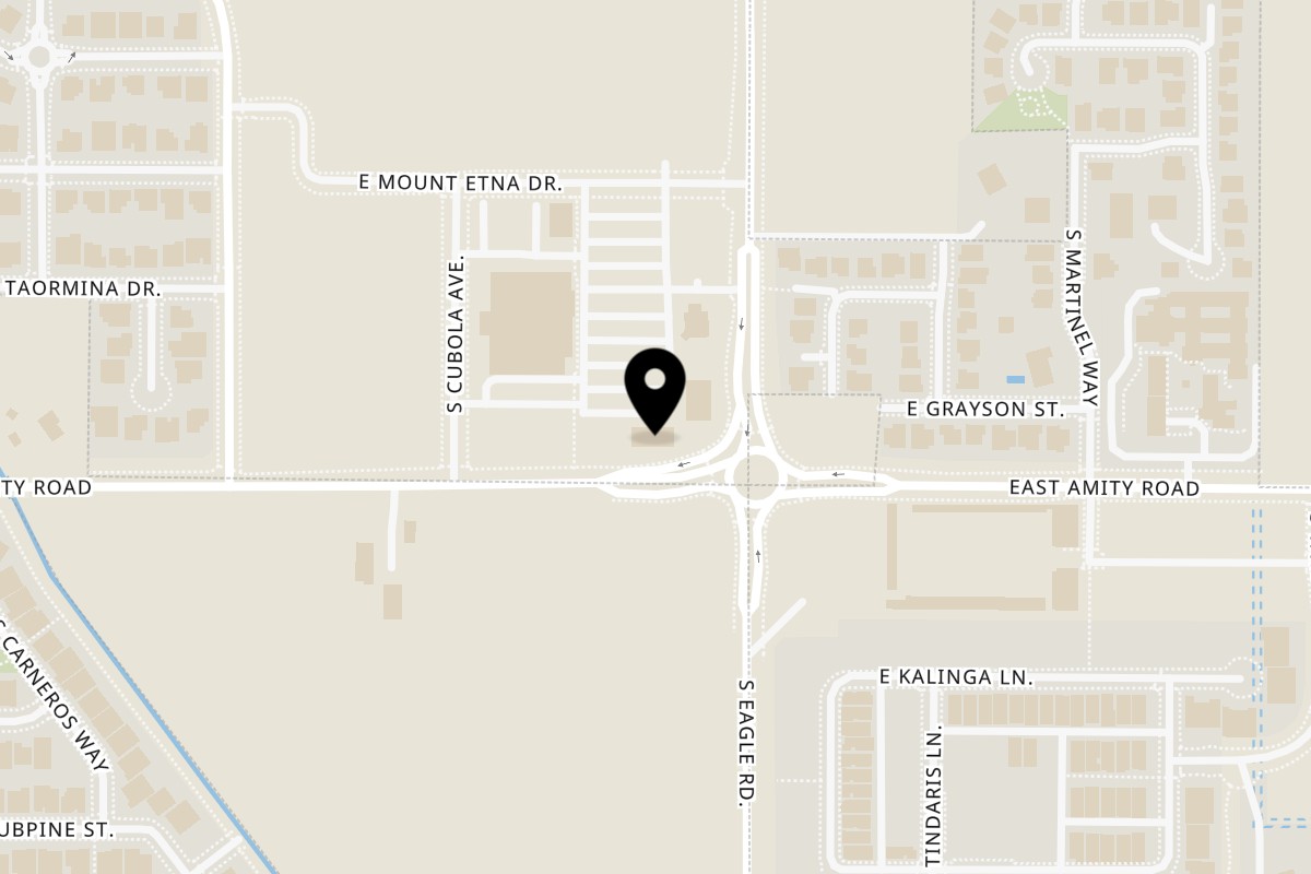Map showing the location of Metztli Mexican Taqueria East Amity Road on 3106 E Amity Rd in Meridian